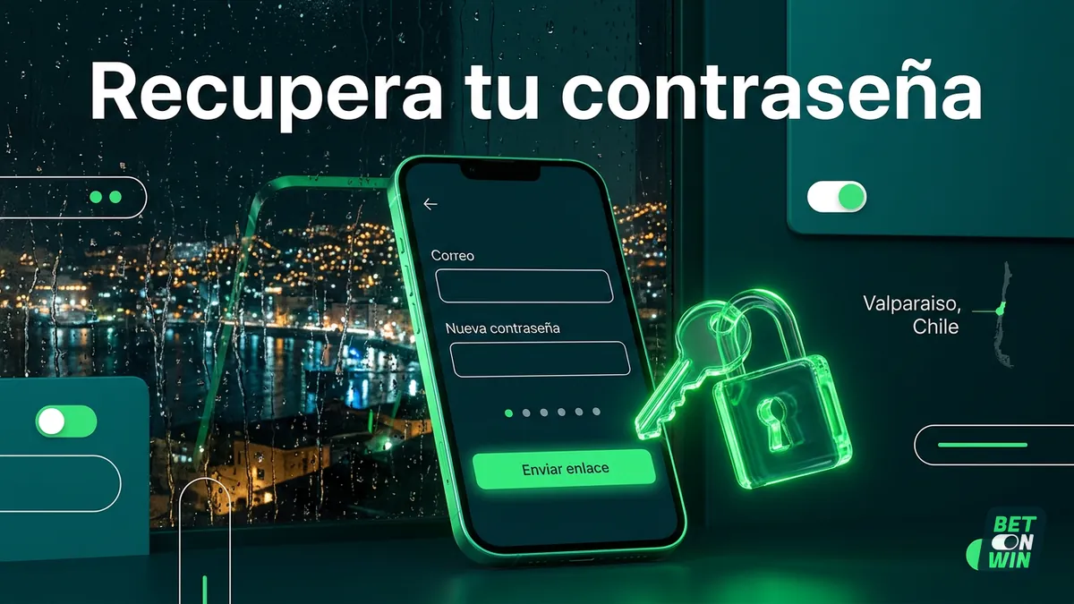 Recuperación de contraseña en Betonwin con pantalla de celular y llave luminosa