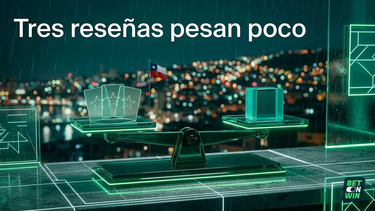 Balanza con tres reseñas de una estrella sobre Betonwin, peso de la evidencia