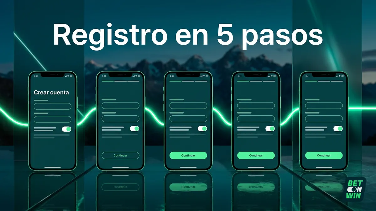Registro en 5 pasos en Betonwin Chile: secuencia de pantallas del formulario